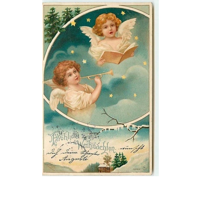 n°6139 - Fröhliche Weihnachten - Anges chantant et jouant de la musique - Clapsaddle