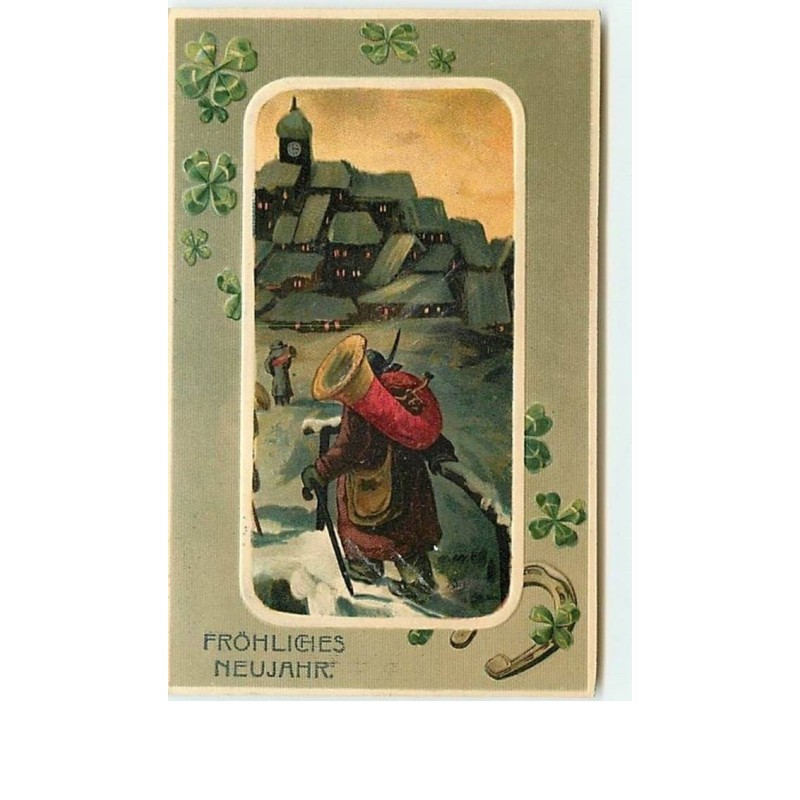 n°6192 - Fröhliches Neujahr - Homme dans un paysage hivernal