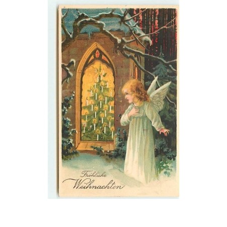 n°6230 - Fröhliche Weihnachten - Ange regardant un sapin de Noël