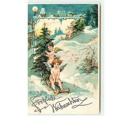 n°6235 - Fröhliche Weihnachten - Angelots faisant de la luge