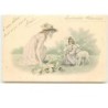 n°12181 - MM Vienne - Jeune femme et fillette câlinant un mouton et des poussins