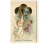 n°6238 - Carte Gaufrée - Gesegnete Weihnachten - Ange et angelot sonnant une cloche