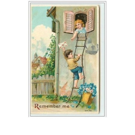 n°626 - Carte Gaufrée - Remember me - Garçon apportant un message à sa belle