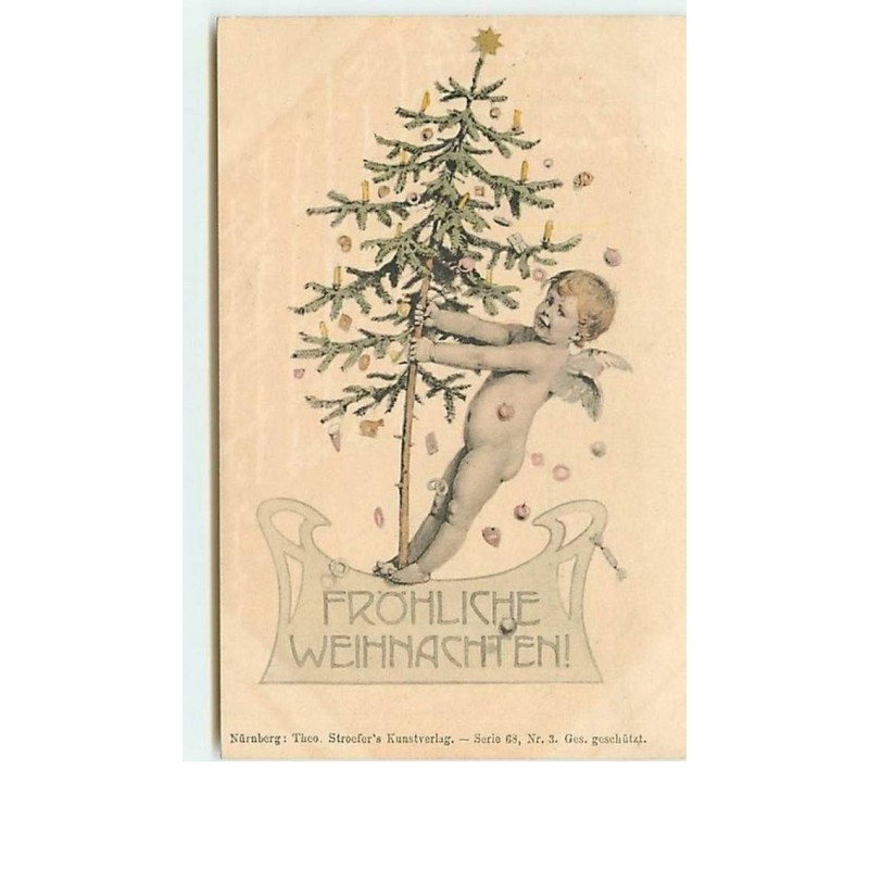 n°6281 - Fröhliche Weihnachten - Angelot avec un sapin - Theo Stroefer's