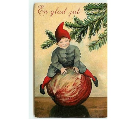 n°6284 - En glad jul - Enfant sur un fruit