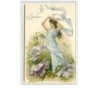 n°630 - Carte Gaufrée - Souvenir - Femme  et Fleur