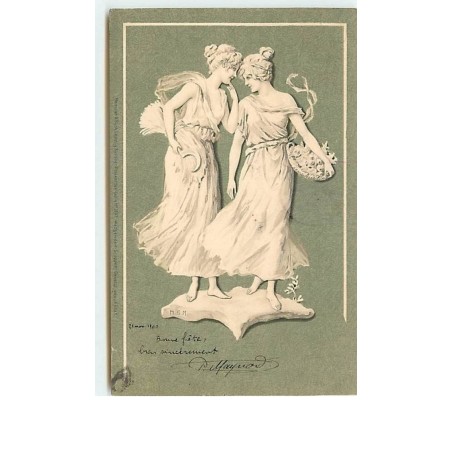 n°6319 - MSM - Couple de femmes dont une avec une serpe - Meissner & Buch