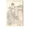 n°6329 - Novorocni prani - Femme devant un coffre rempli de sacs de pièces
