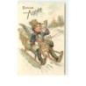 n°12196 - Carte Gaufrée - Bonne Année - Angelot sur une luge