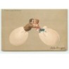 n°6384 - Fröhliche Ostern - Couple s'embrassant sortant d'oeufs