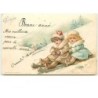 n°12200 - Gruss Bonne Année - Fillettes sur une luge