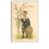 n°639 - Carte Gaufrée - Garçon avec du Muguet