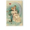 n°6392 - Carte Gaufrée - To my Valentine - Couple d'amoureux assis sur la lune