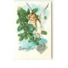 n°6424 - Carte Gaufrée - Joyeux Noël - Ange et branche de sapin avec une bougie