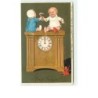 n°6530 - Carte Gaufrée - Prosit Neujahr - Enfants trinquant sur une horloge - Flatscher