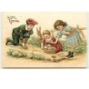 n°6536 - Carte Gaufrée - Easter Greeting - Enfants jouant avec des oeufs
