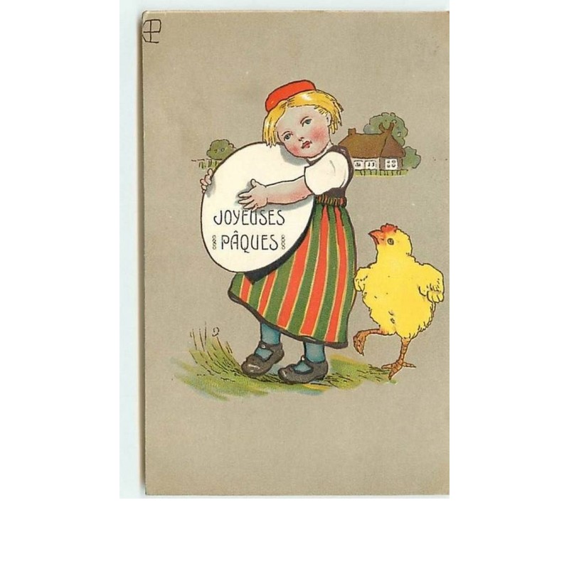 n°6538 - Carte Gaufrée - Joyeux Noël - Fillette avec un oeuf