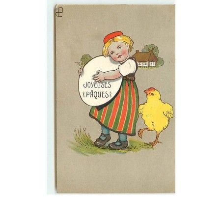 n°6538 - Carte Gaufrée - Joyeux Noël - Fillette avec un oeuf