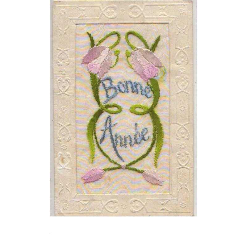n°6554 - Carte Brodée - Bonne Année - Art Nouveau - Fleur