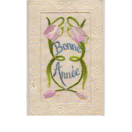 n°6554 - Carte Brodée - Bonne Année - Art Nouveau - Fleur