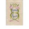 n°6554 - Carte Brodée - Bonne Année - Art Nouveau - Fleur