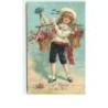 n°6586 - Carte Gaufrée - A Happy New Year - Garçon avec des corbeilles de fleurs n°1