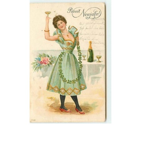 n°6589 - Prosit Neujahr - Femme trinquant avec un verre