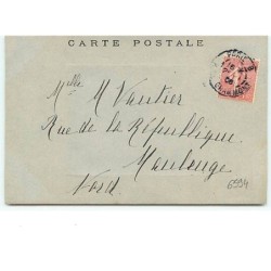 n°6594 - Fillette sortant d'une niche - chiens