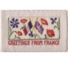 n°6604 - Carte Brodée avec rabat - Greetings from France - Drapeaux
