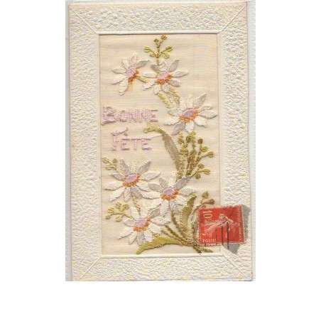n°6606 - Carte Brodée - Bonne Fête - Fleurs blanches
