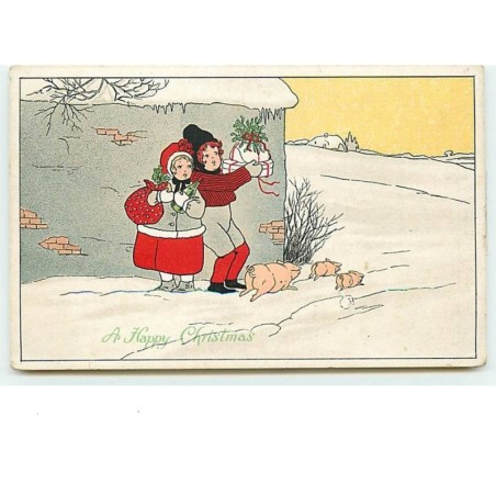 n°6611 - Pauli Ebner non signée - Enfants avec des cadeaux - cochons