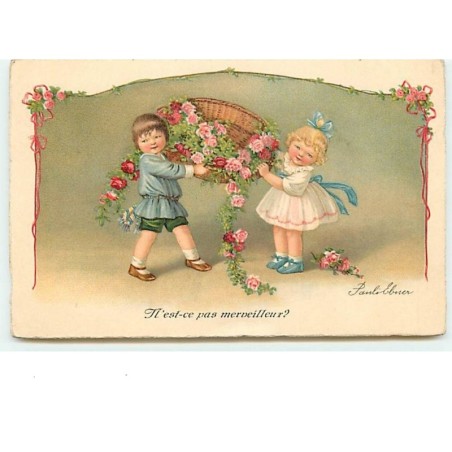 n°6613 - Pauli Ebner - N'est-ce pas merveilleux - Enfants avec une corbeille de fleurs