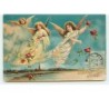 n°6638 - Carte  Gaufrée - Bonne Année - Anges et roses