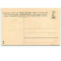 n°6647 - Carte  Gaufrée - Heureuse Année - Fillette dans un bouquet de violettes avec une coupe - cochon