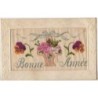 n°6659 - Carte Brodée - Bonne Année - Panier amovible avec message en dessous