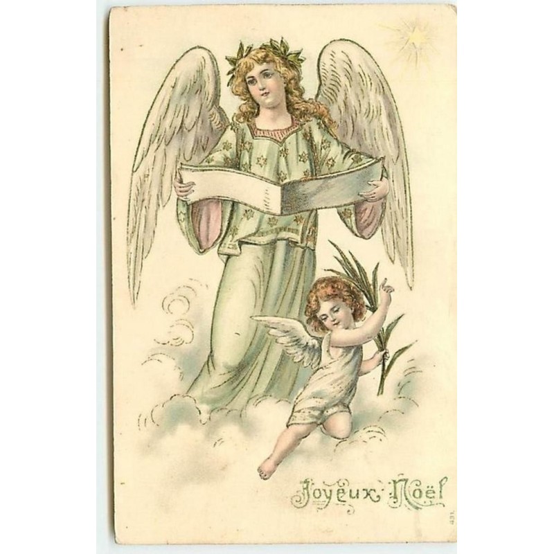 n°6681 - Carte Gaufrée - Joyeux Noël - Ange et angelot
