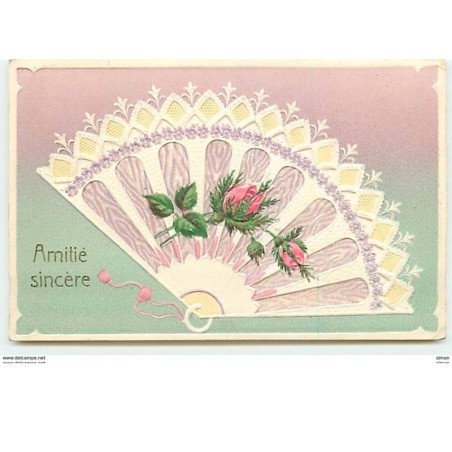 n°10206 - Carte Gaufrée - Amitié Sincère - Eventail