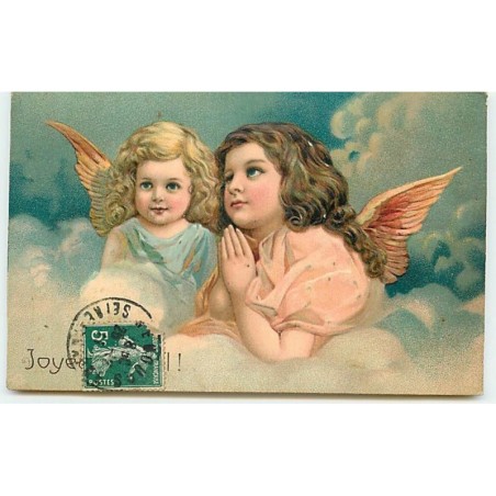 n°6682 - Carte Gaufrée - Joyeux Noël - Deux anges priant