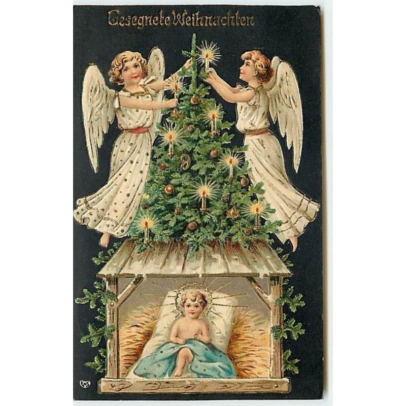 n°6684 - Carte Gaufrée - Gesegnete Weihnachten - Nativité - Anges