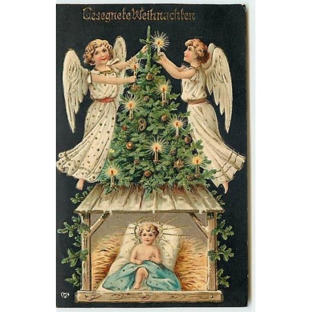 n°6684 - Carte Gaufrée - Gesegnete Weihnachten - Nativité - Anges