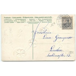 n°6696 - Carte Gaufrée - Viel Gluck zum Neuen Jahre - Angelot dresseur de pièces d'or