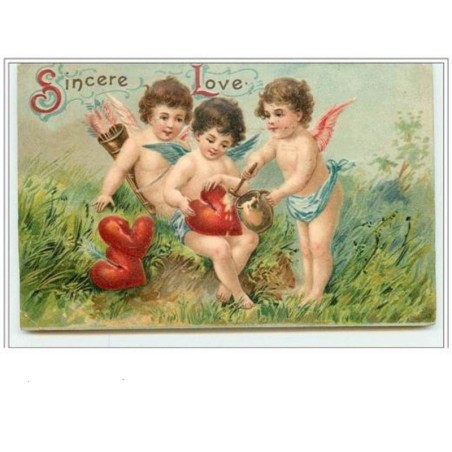 n°670 - Carte Gaufrée - Sincere Love  - Angelots