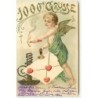 n°6700 - Carte Gaufrée - Angelot cachetant une enveloppe avec de la cire