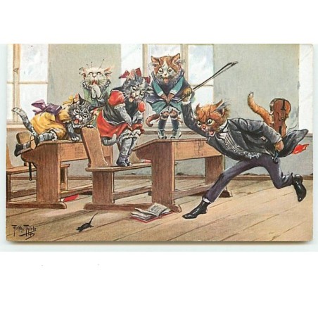n°6714 - Arthur Thiele - Chats habillés à l'école - souris