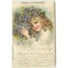 n°12334 - Postkarte mit Veilchenduft - Fillette et fleurs
