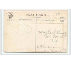 n°674 - Carte Gaufrée - Clapsaddle - Best Easter Wishes - Fillette jouant à Collin maillard avec des poussins - cloche