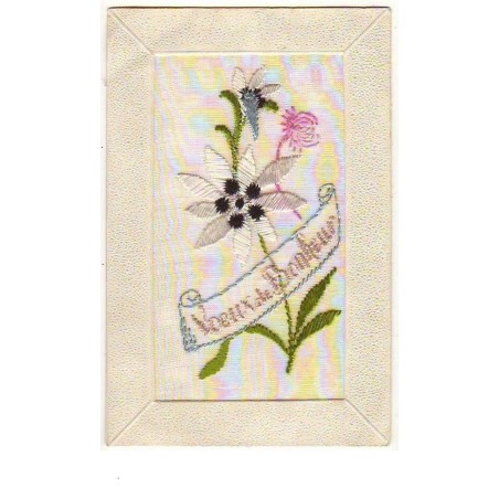 n°6755 - Carte Brodée - Voeux de Bonheur - Edelweiss