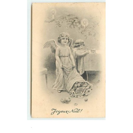 n°6769 - Joyeux Noël - Anges apportant un sac rempli de victuailles