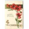 n°12338 - Carte Gaufrée - Souhaits Sincères - Coquelicots