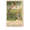 n°6778 - Carte Gaufrée - Pentecôte - Fröhliche Pfingsten - Angelot cueillant des cerises